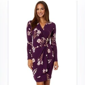 NWT Calvin Klein Women’s Long Sleeve Faux Wrap Floral Dress Size 8